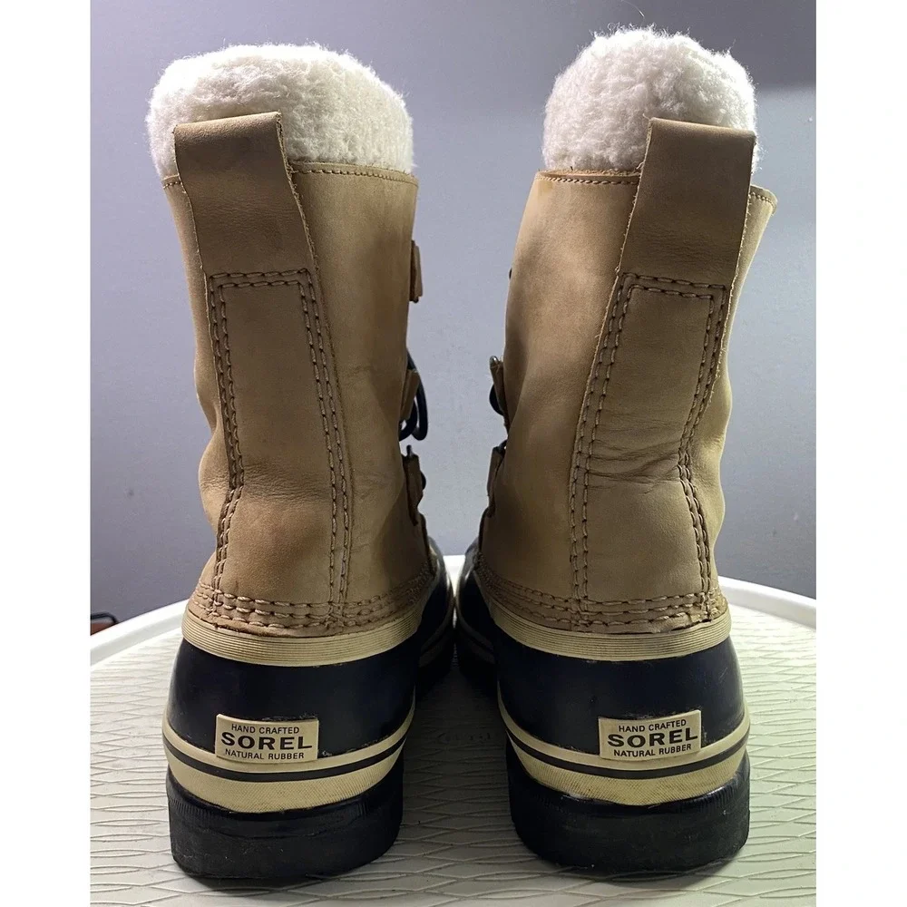 Sorel Caribou Men's Leather Winter Snow Boots‎ Tan Sz. 5